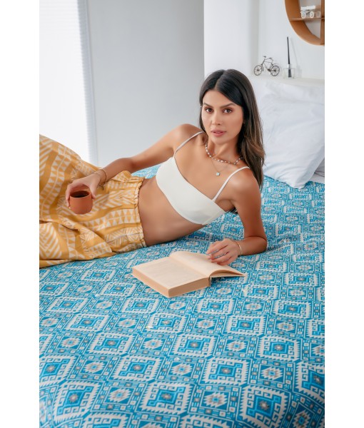 Ottoman Pattern Bedspread - AQUA